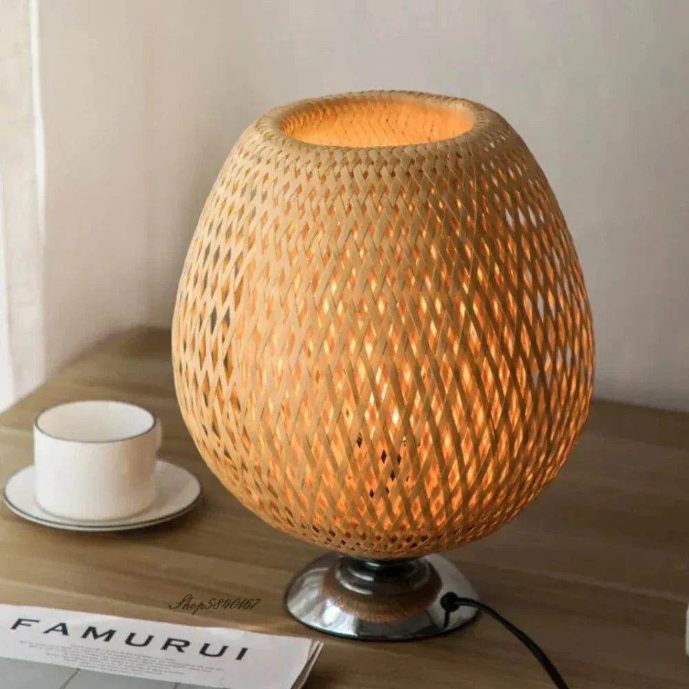Sustainable Bamboo Table Lamp — Handcrafted Natural Accent Light