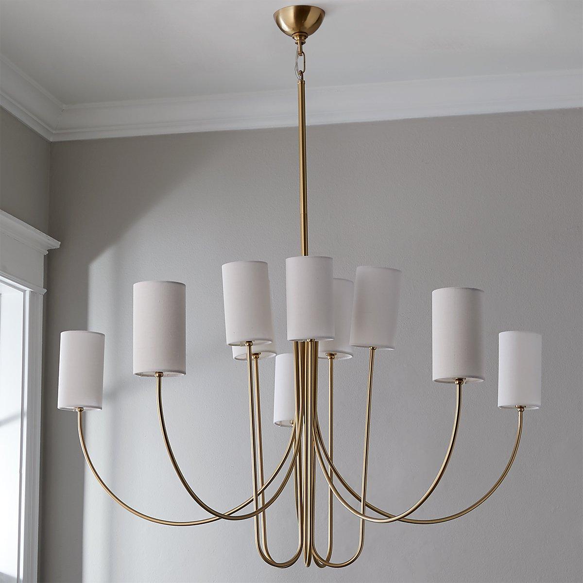 Esilora Harlem Chandelier — Belgian Linen Drum Shades