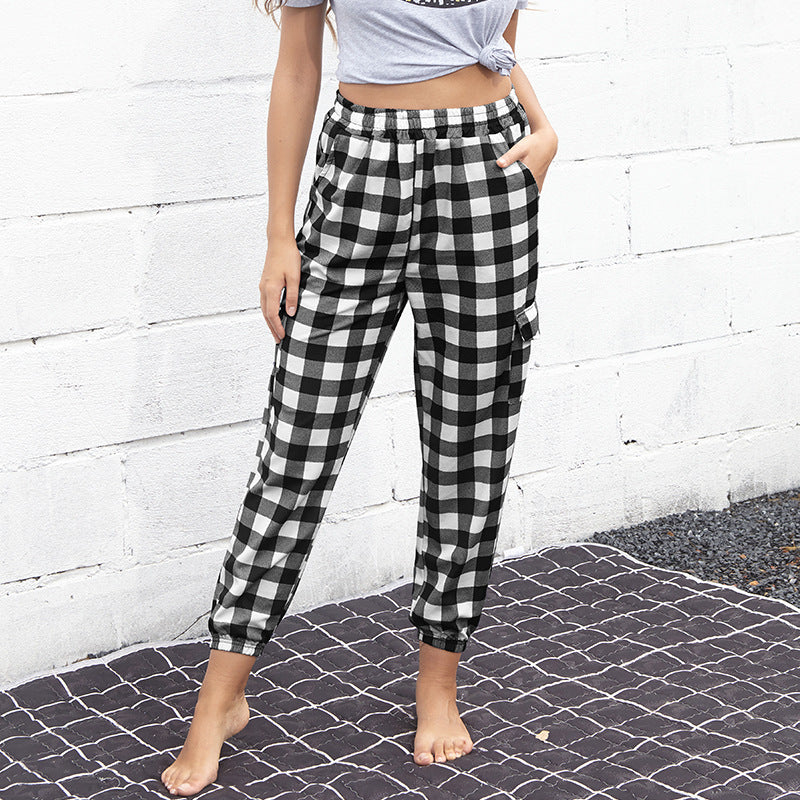 Pantalon Jogger à Carreaux Style "Cargo" avec Taille Élastiquée