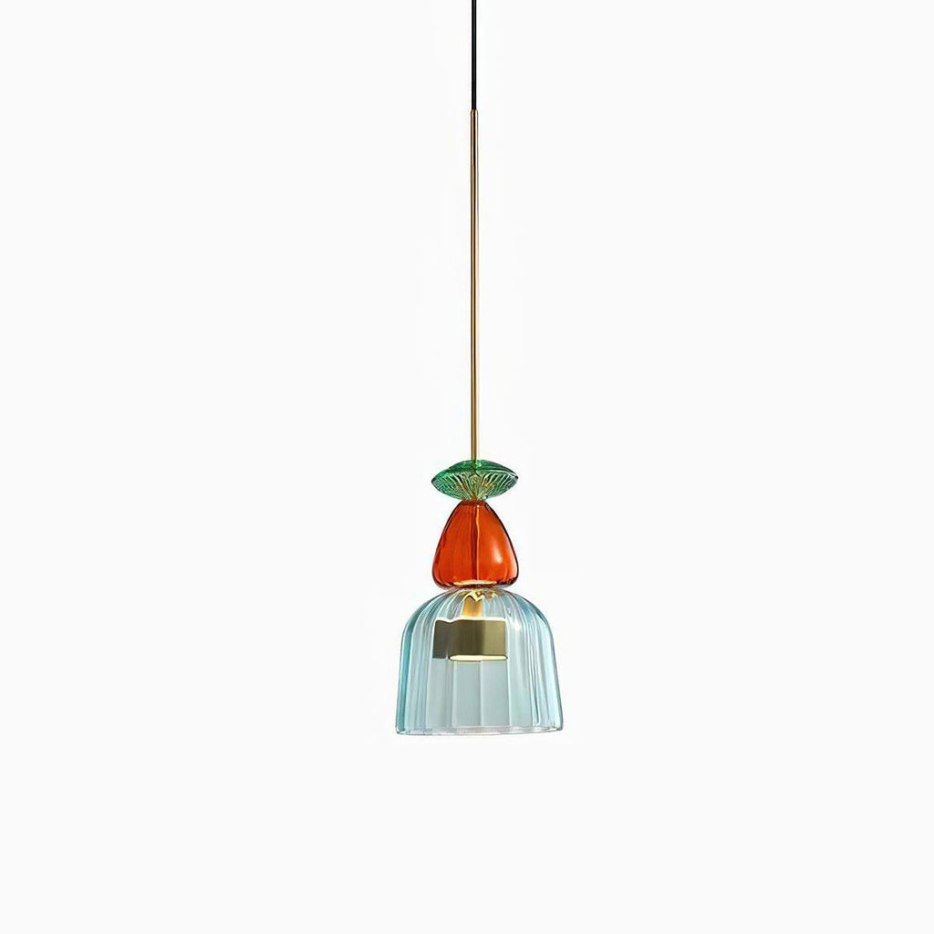 Candy Iron Hand Blown Glass Pendant Lamp — Colorful Mixed Color Glass Shade