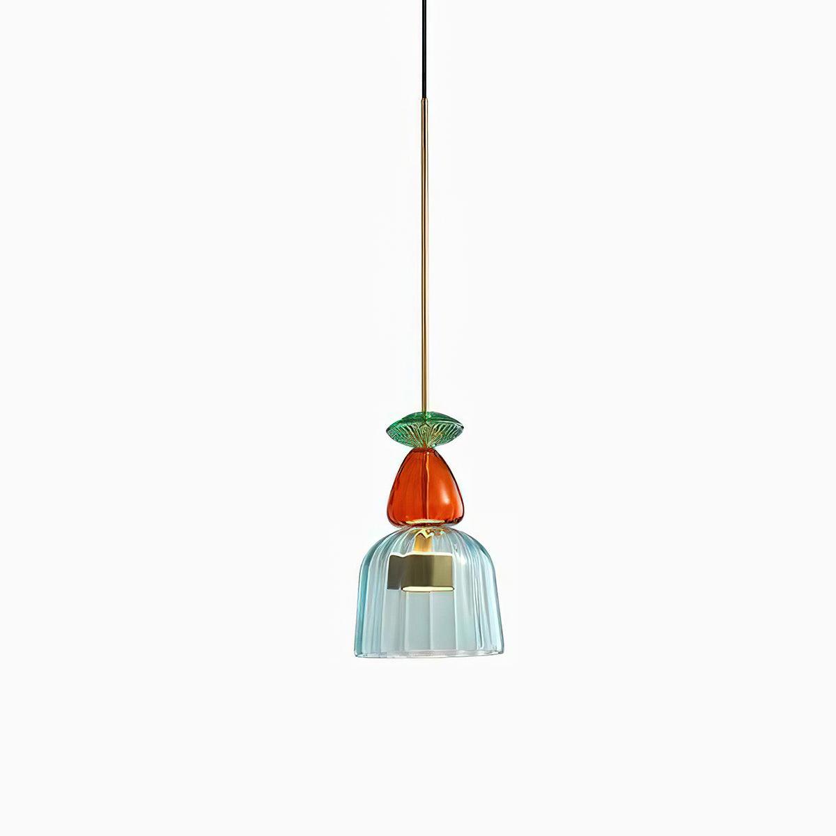 Candy Iron Hand Blown Glass Pendant Lamp — Colorful Mixed Color Glass Shade