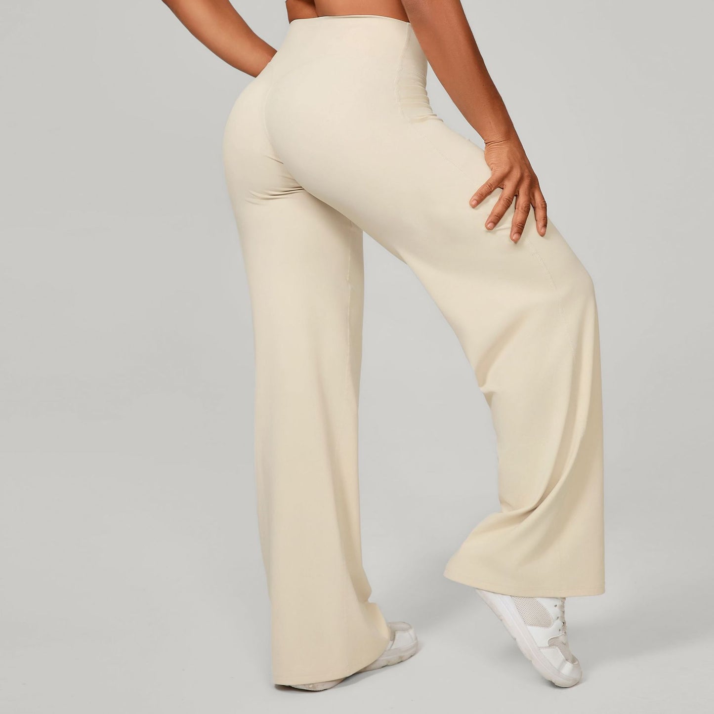 Pantalon de Sport à Jambes Larges et Taille Haute Sculptante