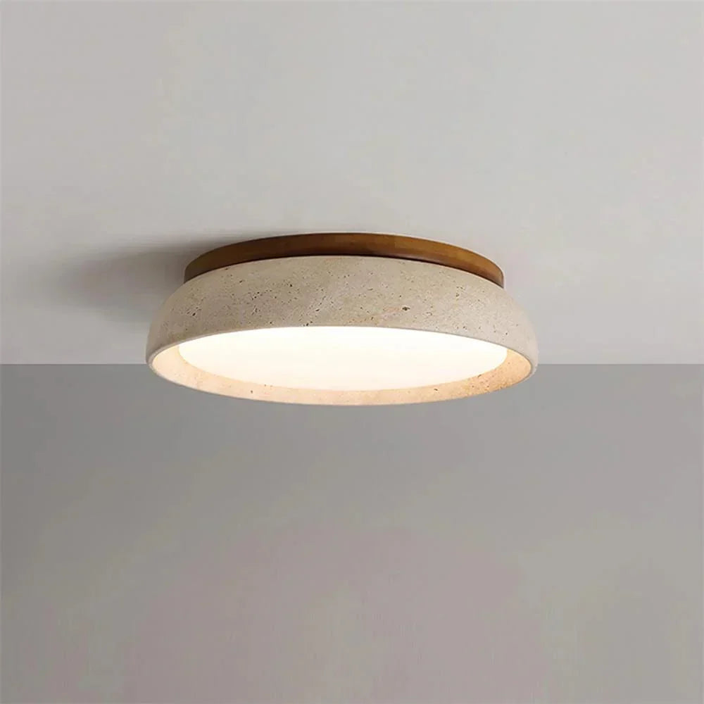 Travira Sculptural Travertine Ceiling Fixture – Soft Ambient Light