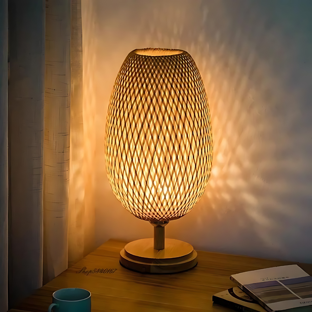 Sustainable Bamboo Table Lamp — Handcrafted Natural Accent Light