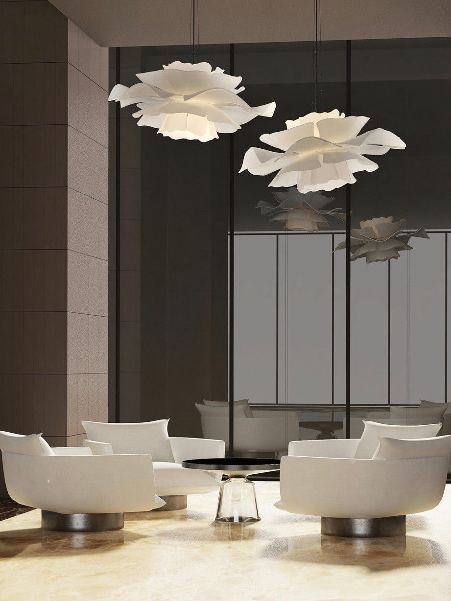 Handcrafted White Lotus Flower Acrylic Pendant Light — Vintage Nordic Ceiling Lamp