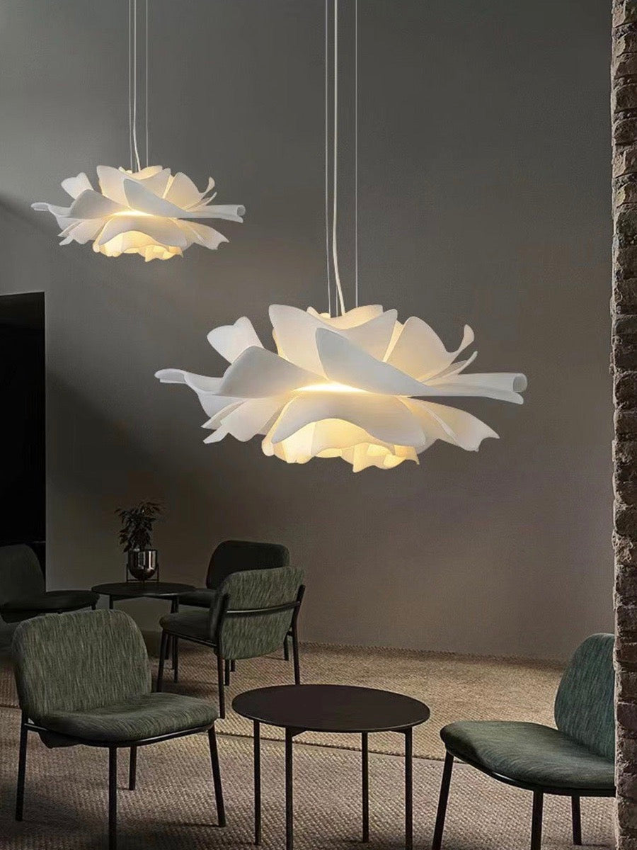 Handcrafted White Lotus Flower Acrylic Pendant Light — Vintage Nordic Ceiling Lamp