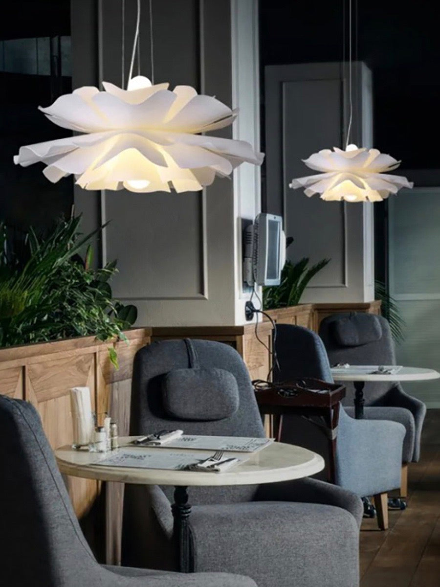 Handcrafted White Lotus Flower Acrylic Pendant Light — Vintage Nordic Ceiling Lamp