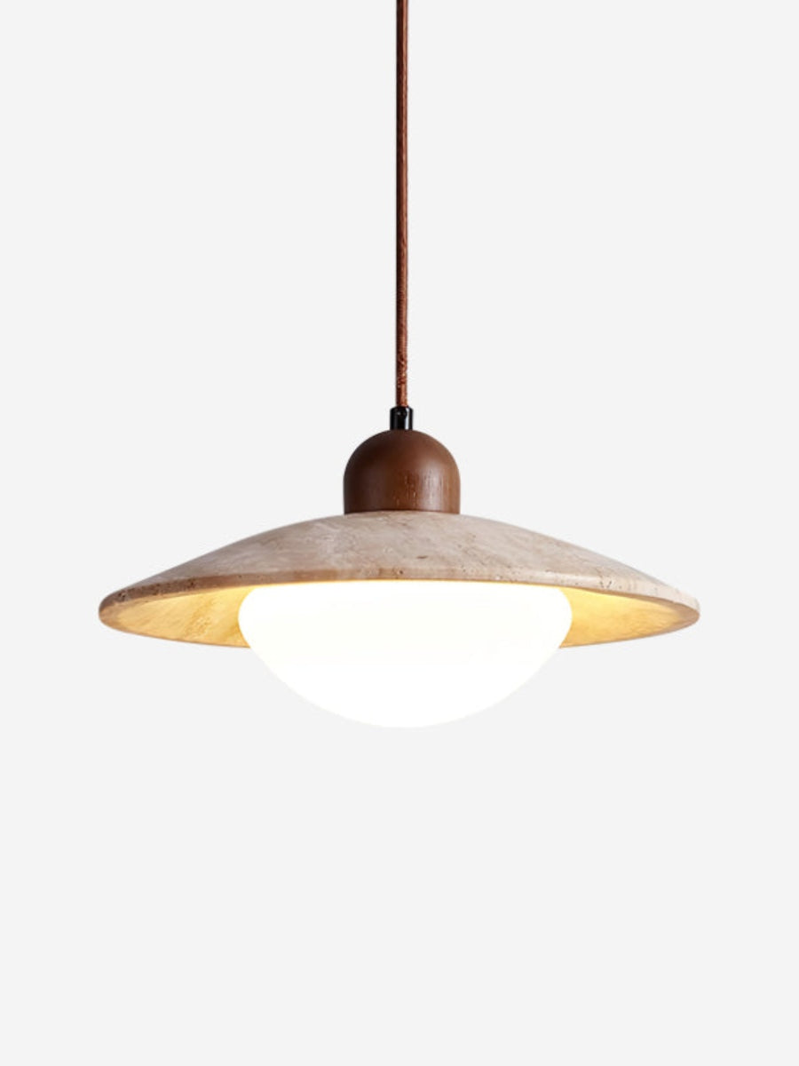 Travira Travertine Floating Plate Pendant Light — Nordic Contemporary Design