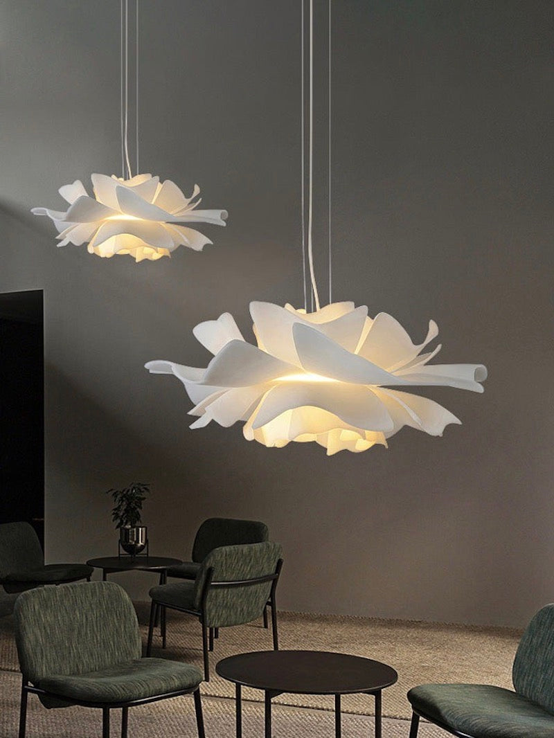 Handcrafted White Lotus Flower Acrylic Pendant Light — Vintage Nordic Ceiling Lamp