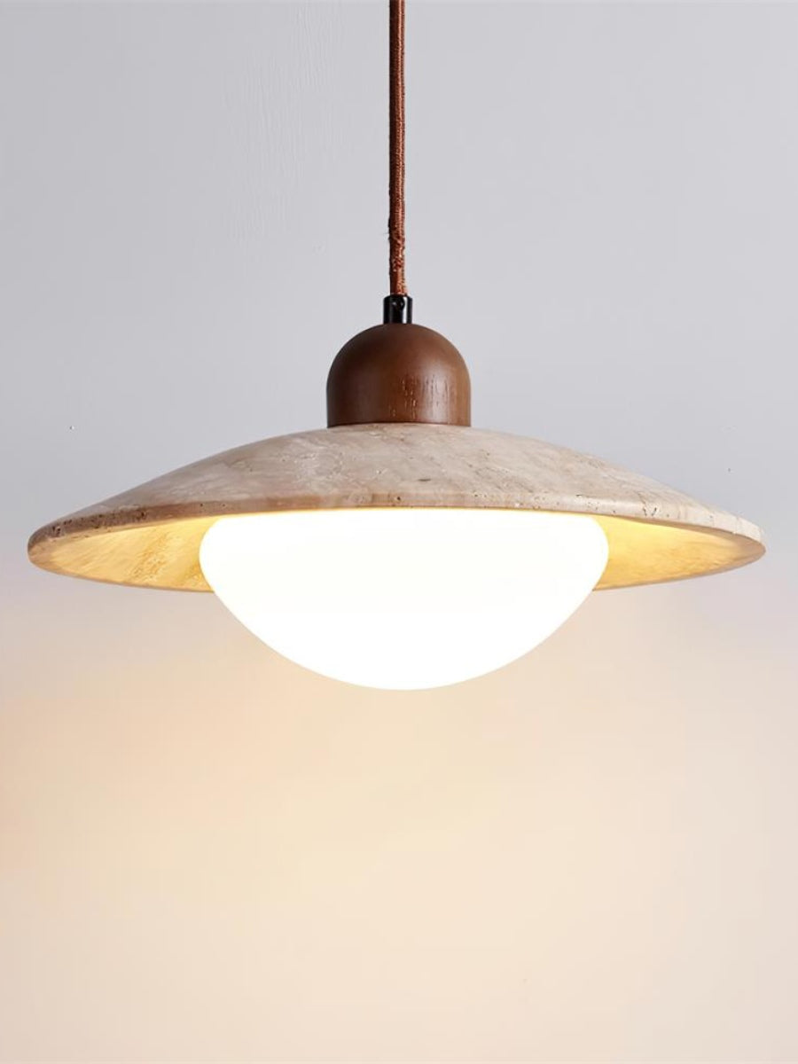 Travira Travertine Floating Plate Pendant Light — Nordic Contemporary Design