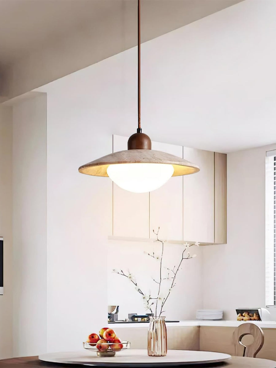Travira Travertine Floating Plate Pendant Light — Nordic Contemporary Design