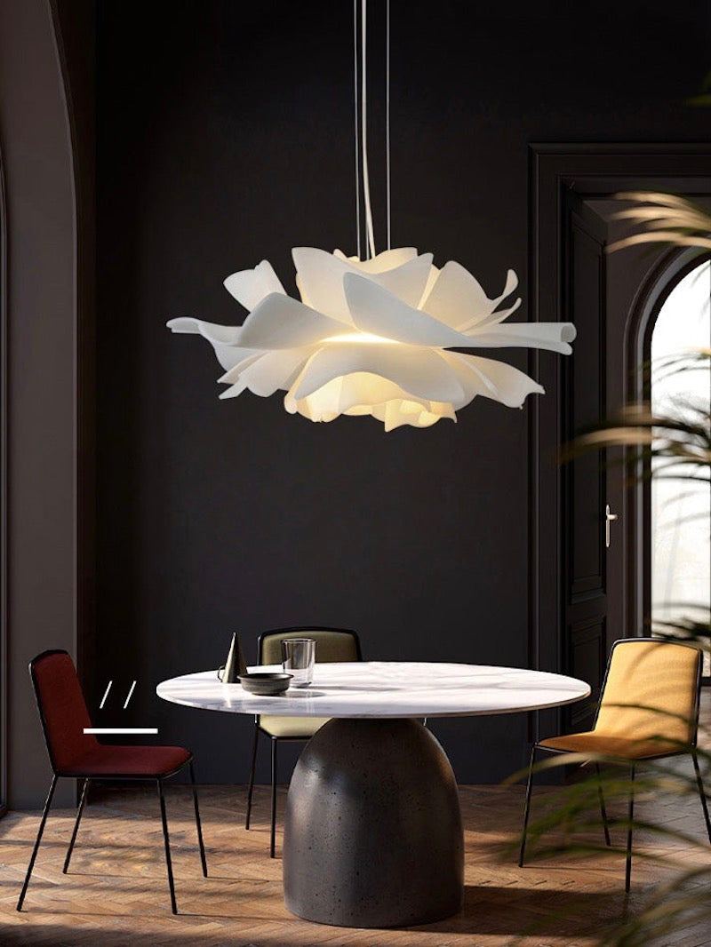 Handcrafted White Lotus Flower Acrylic Pendant Light — Vintage Nordic Ceiling Lamp