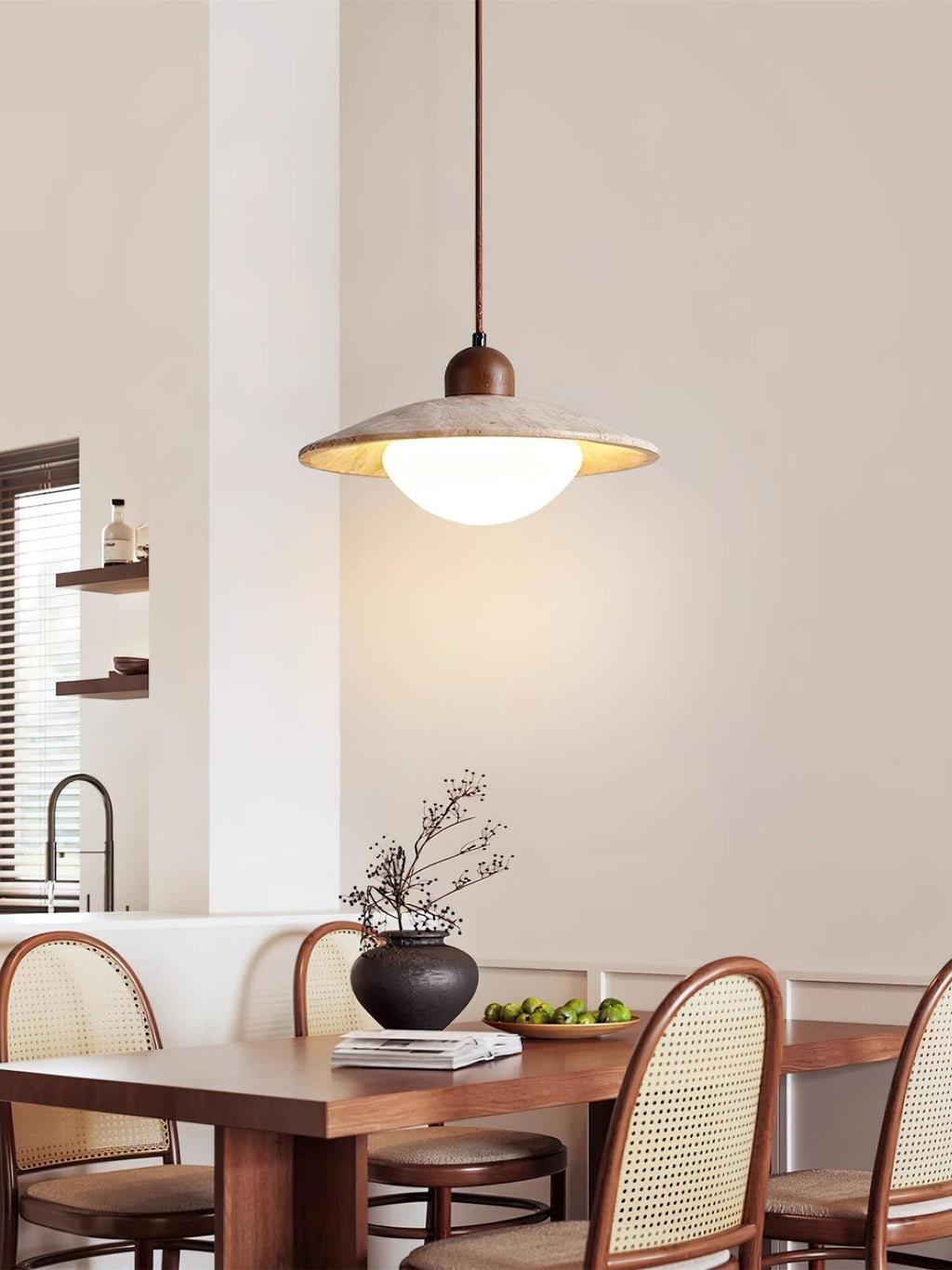 Travira Travertine Floating Plate Pendant Light — Nordic Contemporary Design