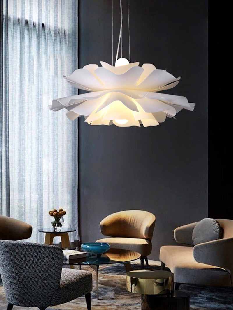 Handcrafted White Lotus Flower Acrylic Pendant Light — Vintage Nordic Ceiling Lamp