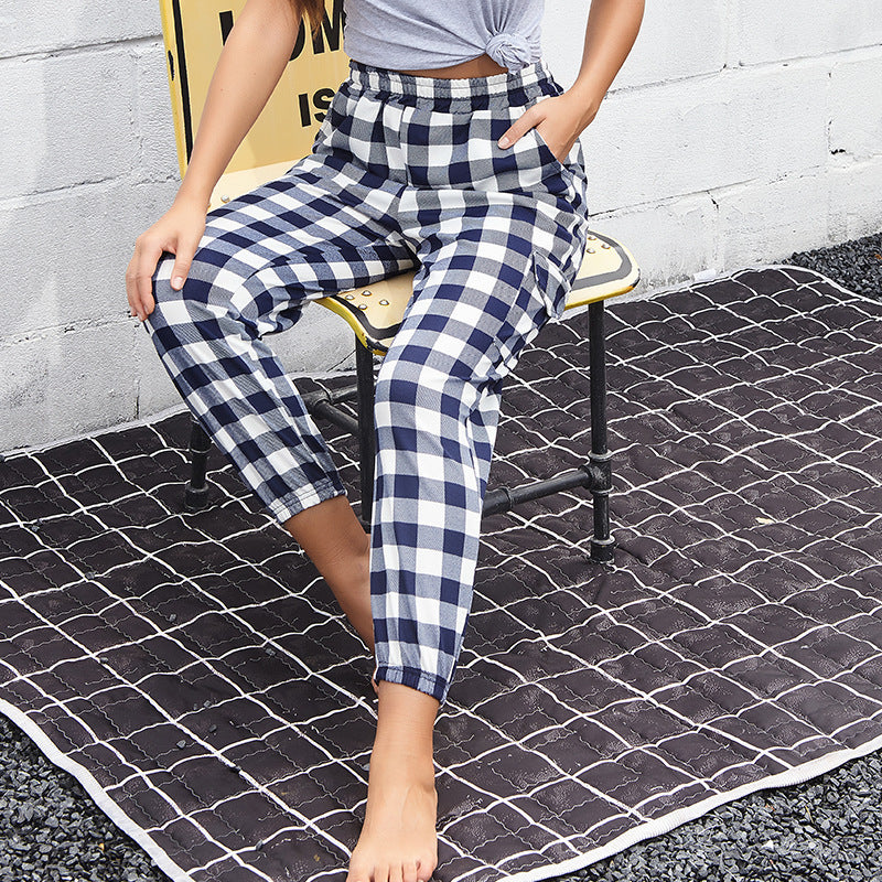 Pantalon Jogger à Carreaux Style "Cargo" avec Taille Élastiquée