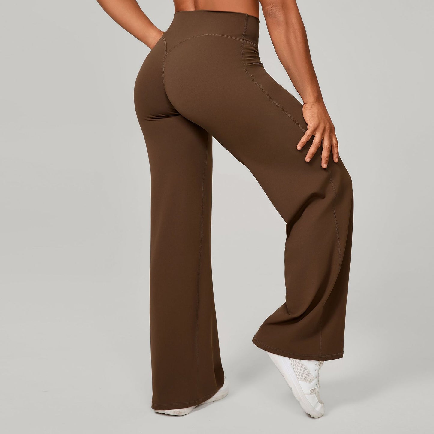 Pantalon de Sport à Jambes Larges et Taille Haute Sculptante