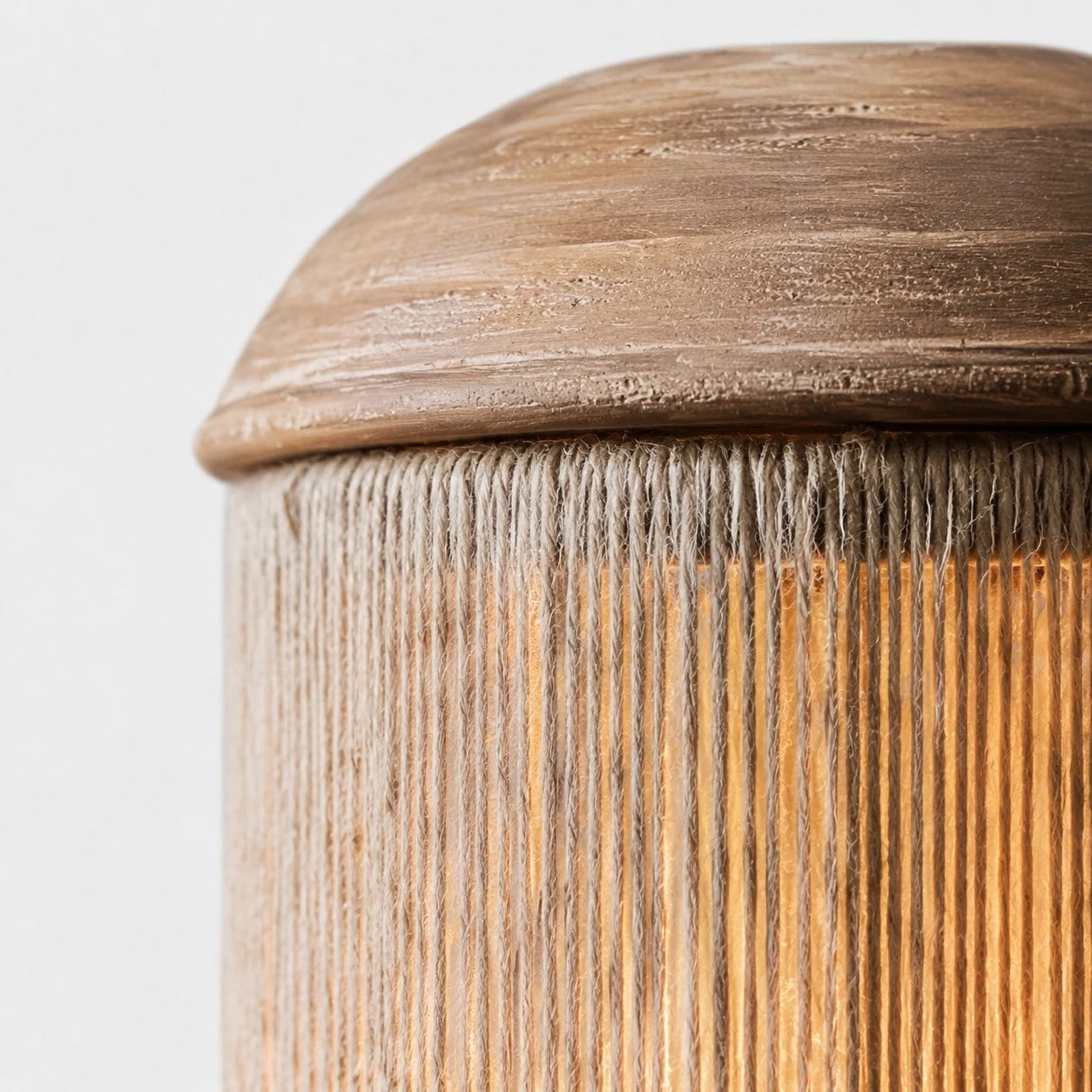 Sculptural Wood Base Table Lamp, Handcrafted Burlac Shade