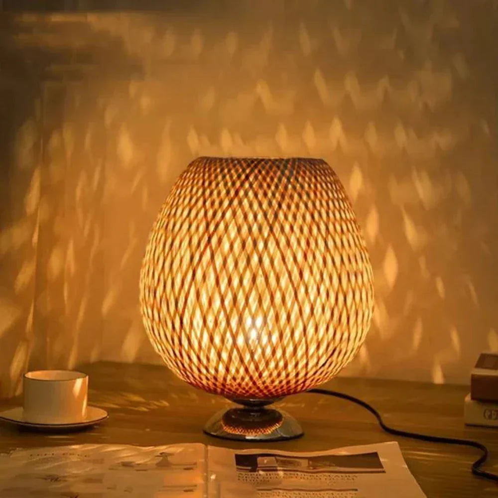 Sustainable Bamboo Table Lamp — Handcrafted Natural Accent Light