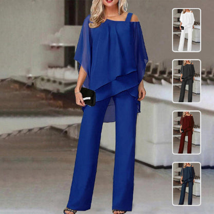 Ensemble Femme Élégant – Haut Fluide & Pantalon Droit