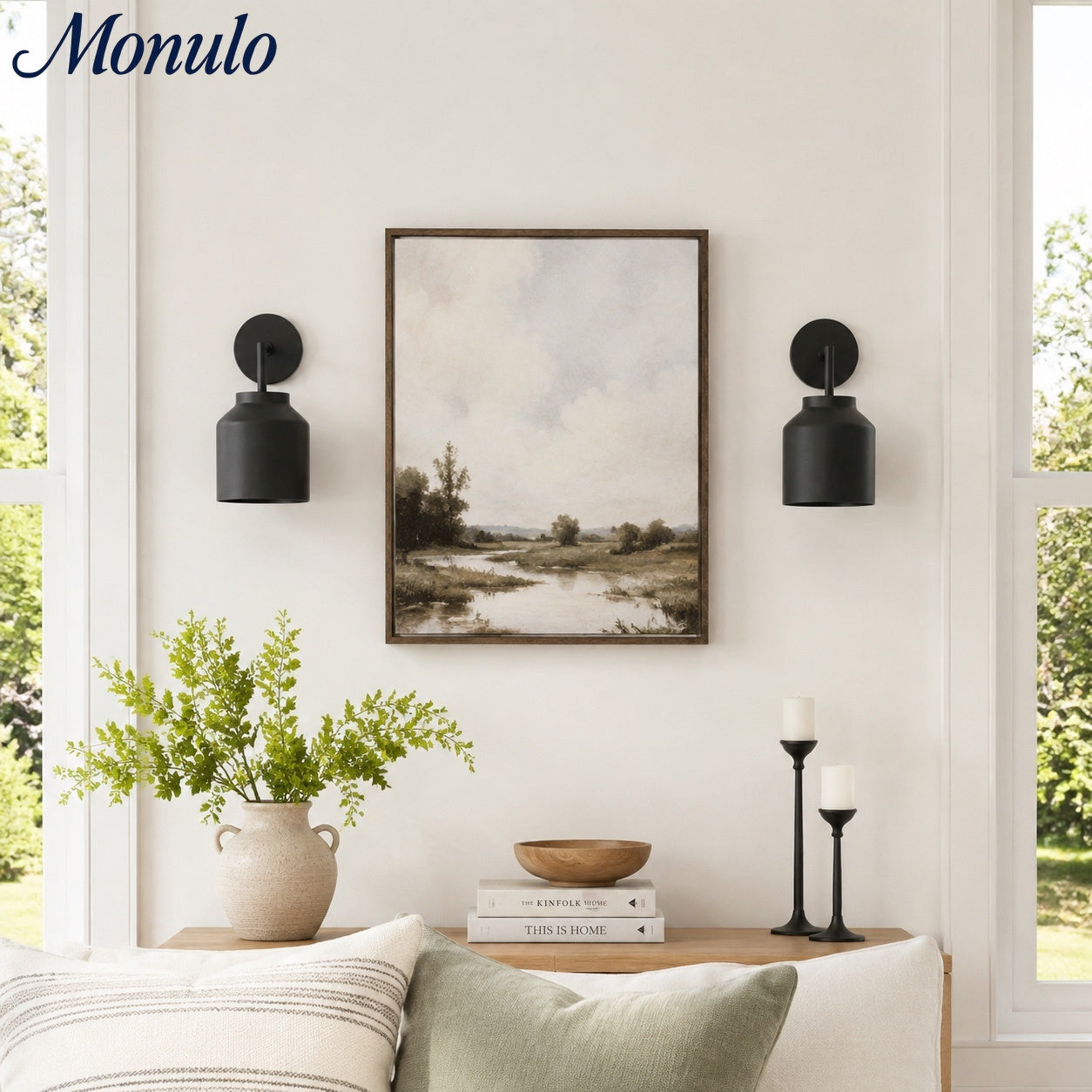 Hanton Minimal Wall Sconce — Vintage Milk Glass Shade, Metal Accent Hardware