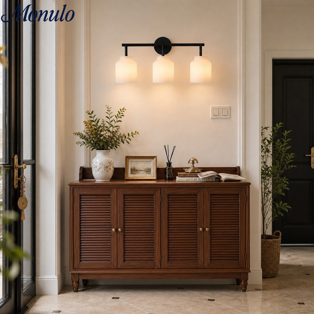 Hanton Modern 3-Light Wall Sconce — Slim Profile Milk Glass Fixture