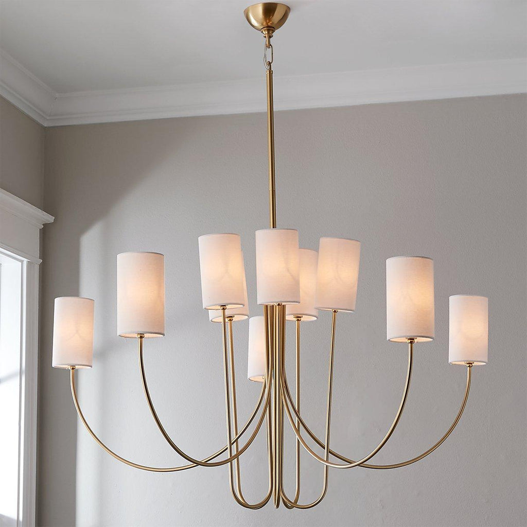 Esilora Harlem Chandelier — Belgian Linen Drum Shades