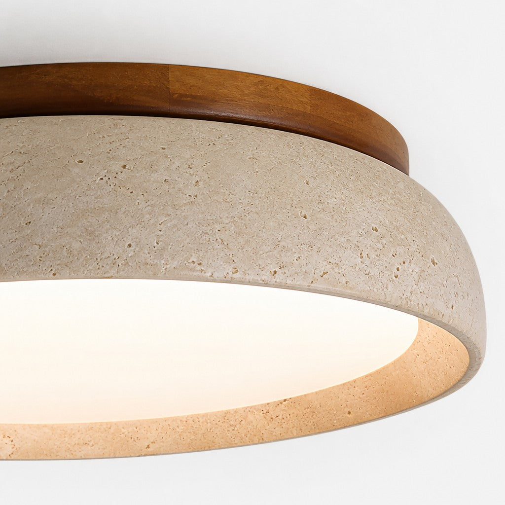 Travira Sculptural Travertine Ceiling Fixture – Soft Ambient Light