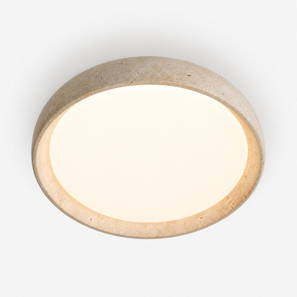 Travira Sculptural Travertine Ceiling Fixture – Soft Ambient Light