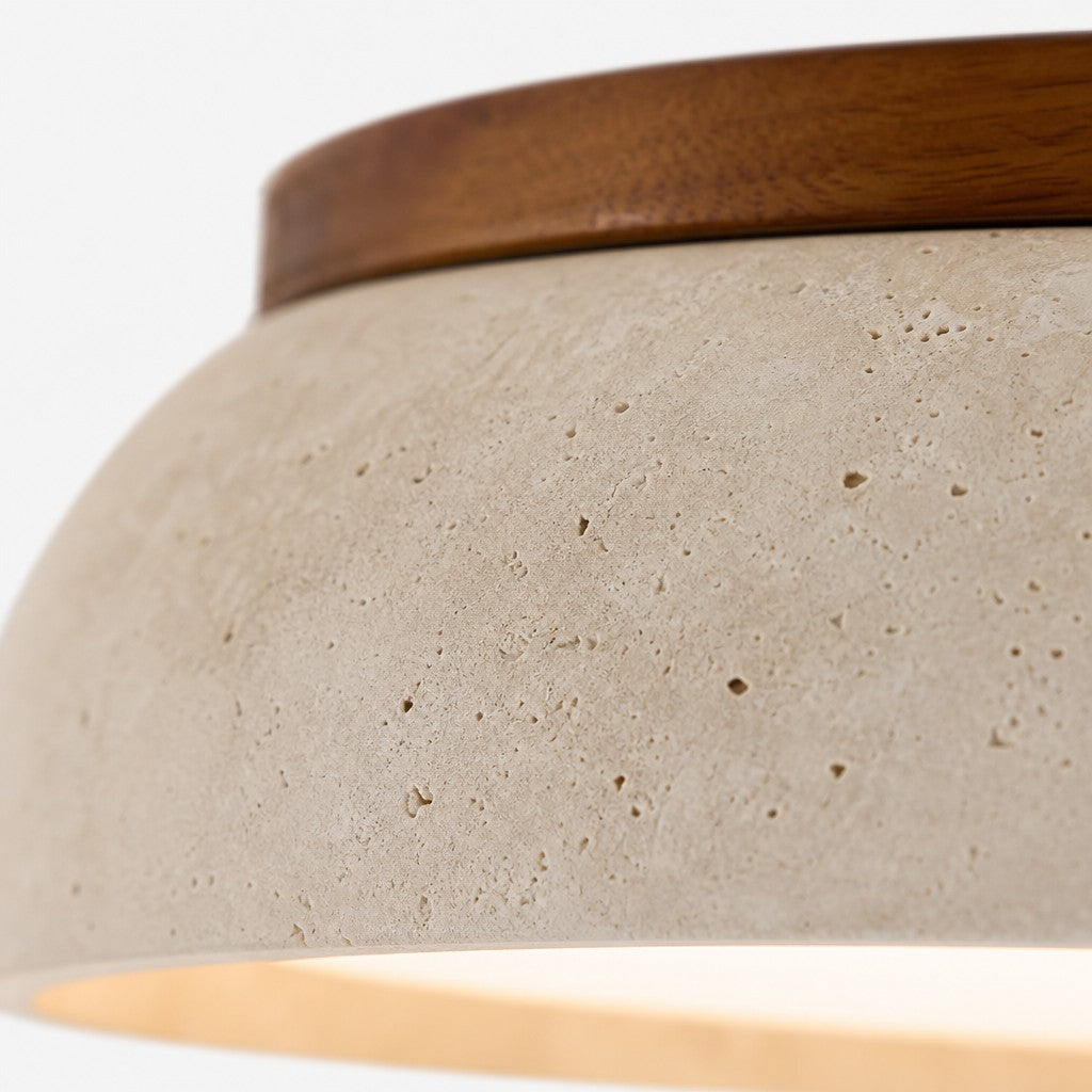 Travira Sculptural Travertine Ceiling Fixture – Soft Ambient Light