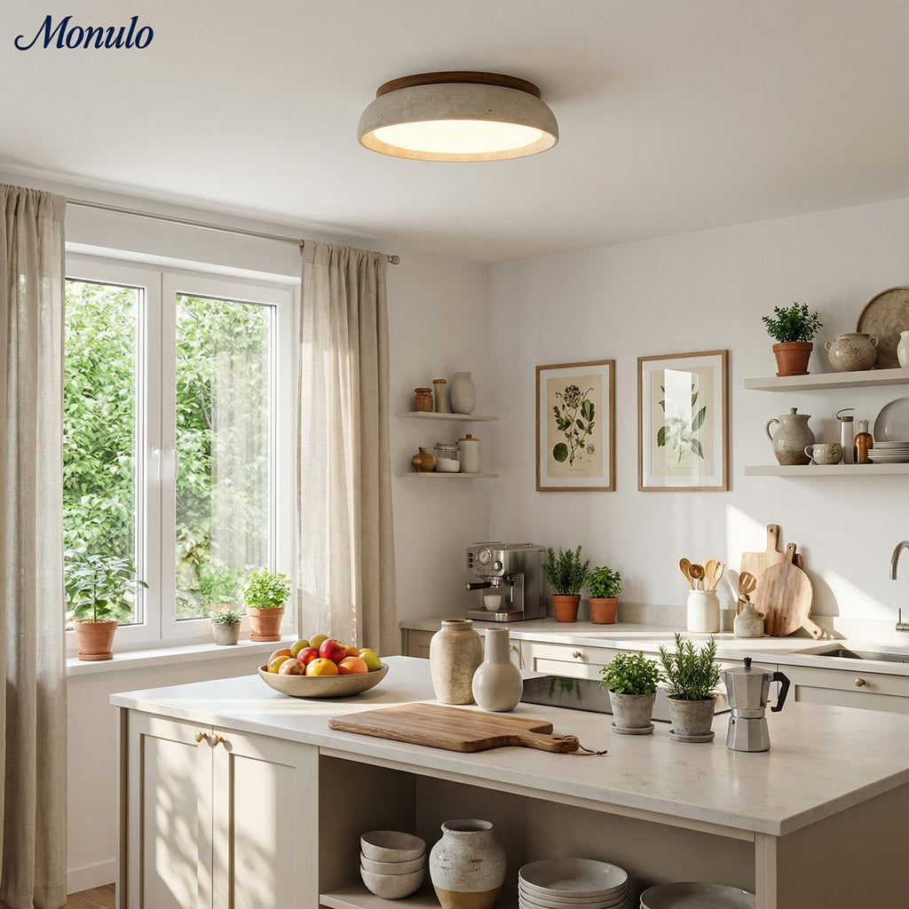Travira Sculptural Travertine Ceiling Fixture – Soft Ambient Light