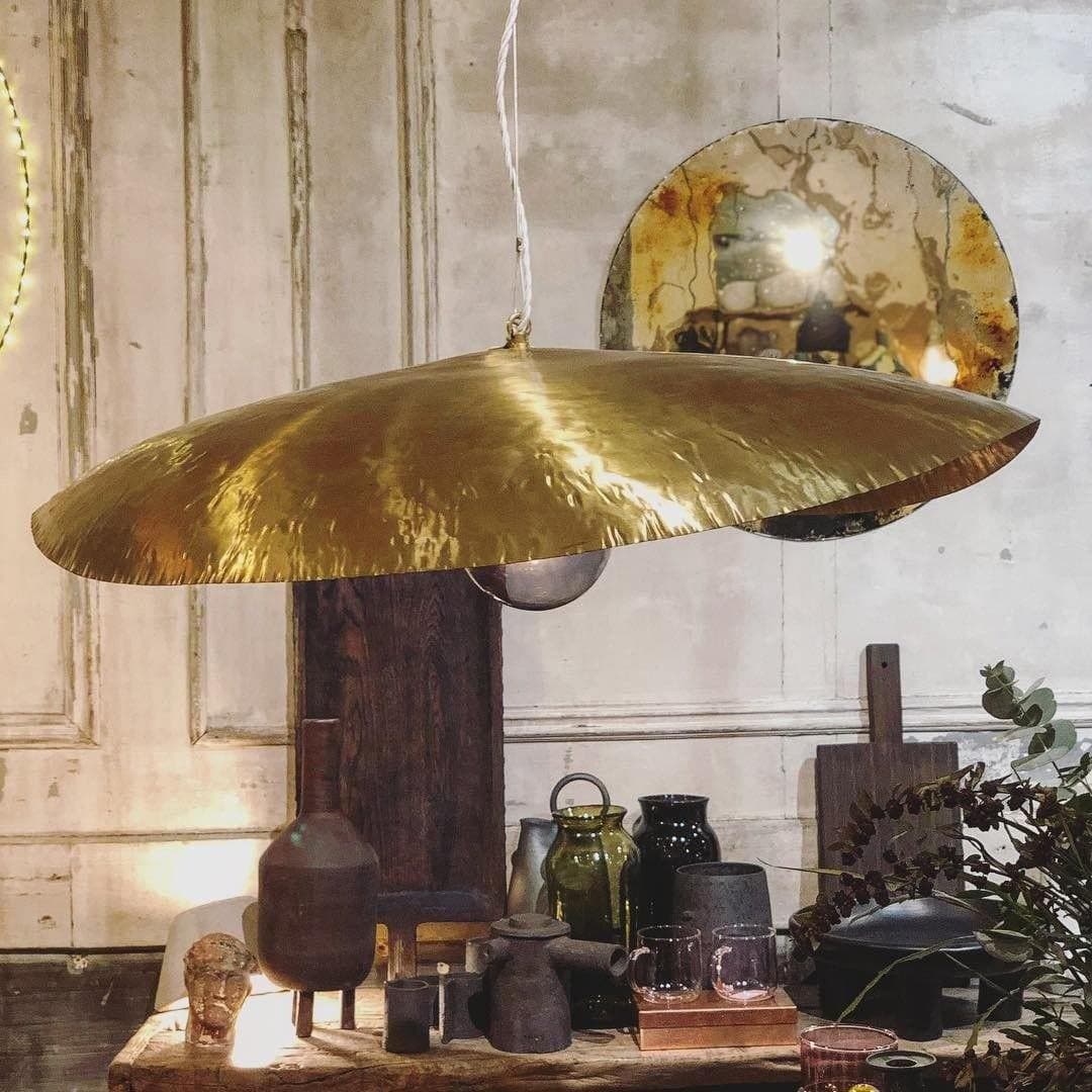 Hammered Brass Matte Pendant Light