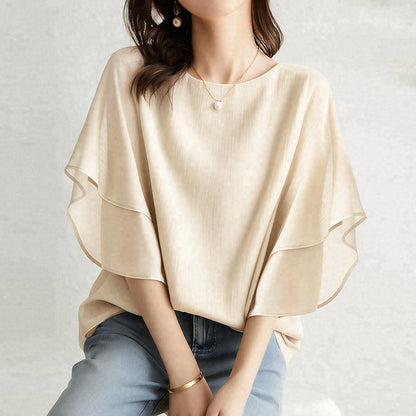 Blouse Fluide à Manches Volantées Cascade