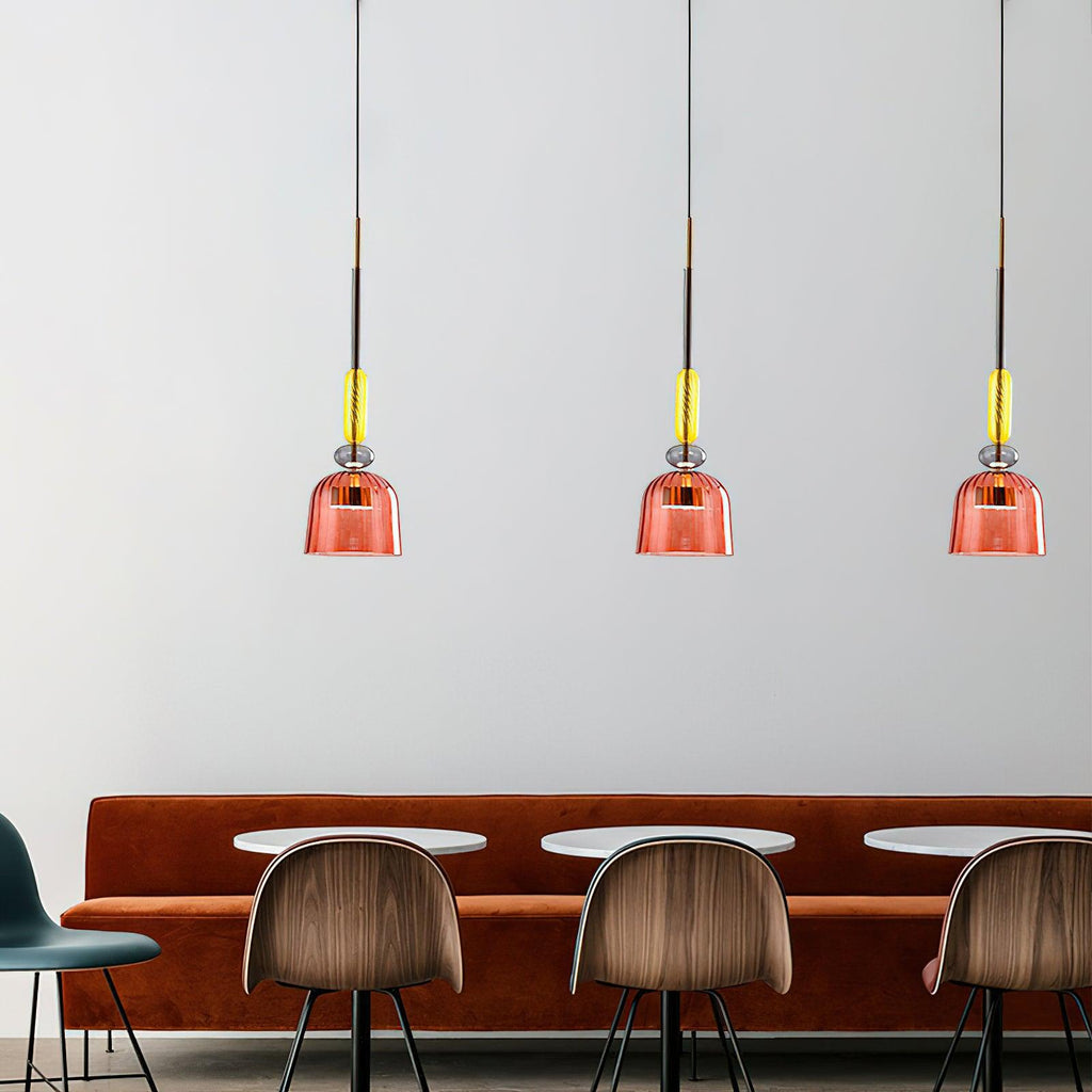 Candy Iron Hand Blown Glass Pendant Lamp — Colorful Mixed Color Glass Shade