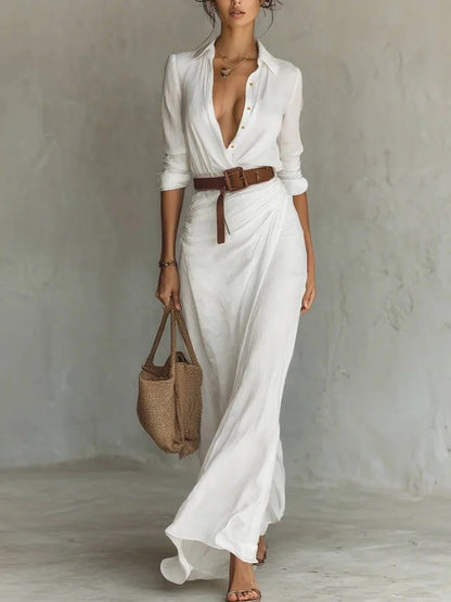 L'Élégante Robe Longue Drapée - Collection Premium