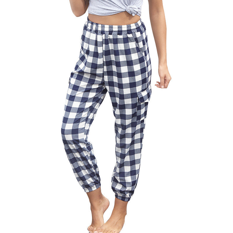 Pantalon Jogger à Carreaux Style "Cargo" avec Taille Élastiquée