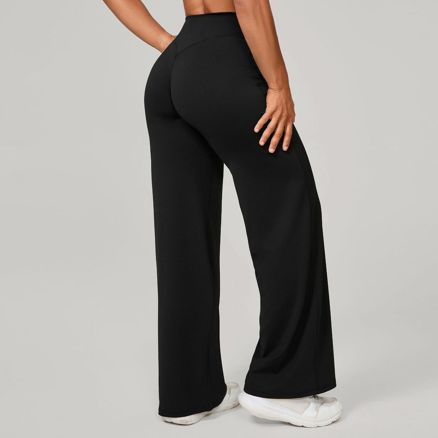 Pantalon de Sport à Jambes Larges et Taille Haute Sculptante