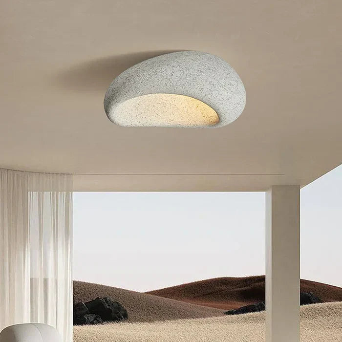 Wabi Sabi Ceiling Light – Soft Warm Radiance with Natural Stone Texture | fashely
