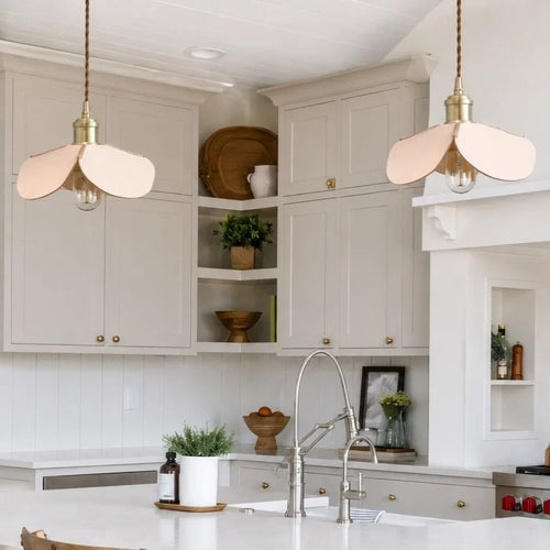 Compact 20cm Hand Stitched Leather Petal Pendant Light