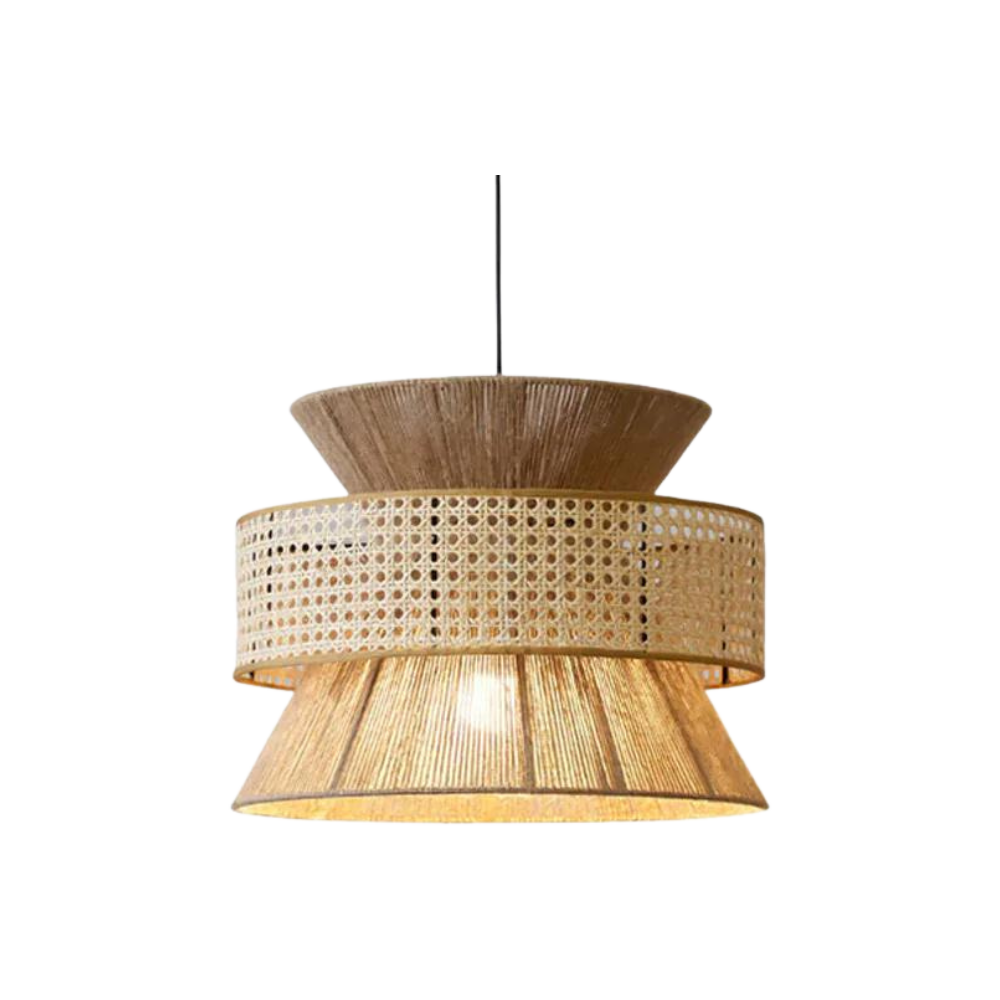 Handwoven Rattan and Hemp Rope Pendant Light — Veil Design
