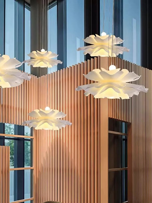 Handcrafted White Lotus Flower Acrylic Pendant Light — Vintage Nordic Ceiling Lamp