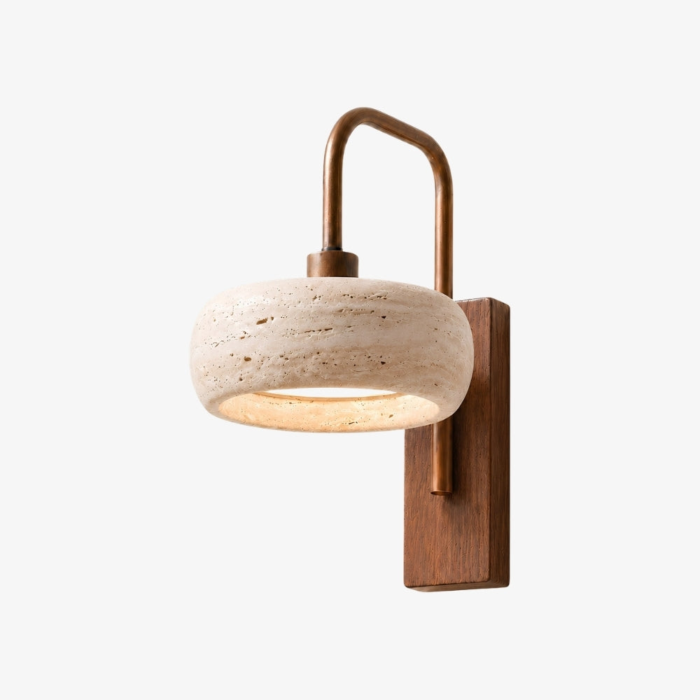 Travira Wabi Sabi Travertine Wall Sconce — Vintage Design, 8x14x10.6 Inch Dimensions
