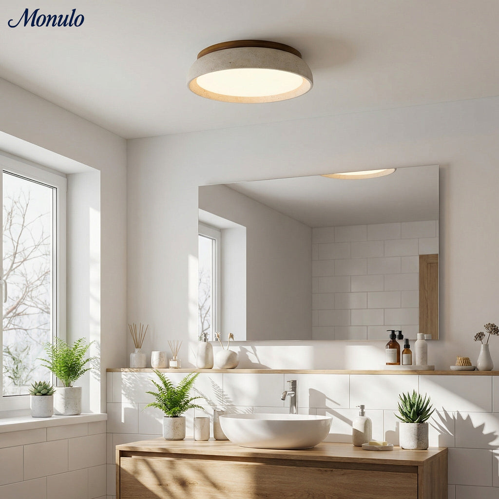 Travira Sculptural Travertine Ceiling Fixture – Soft Ambient Light