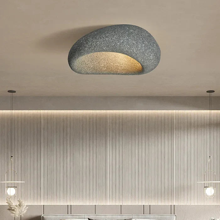 Wabi Sabi Ceiling Light – Soft Warm Radiance with Natural Stone Texture | fashely