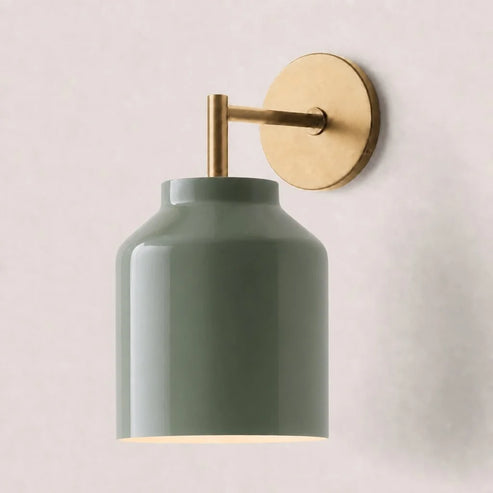 Hanton Minimal Wall Sconce — Vintage Milk Glass Shade, Metal Accent Hardware