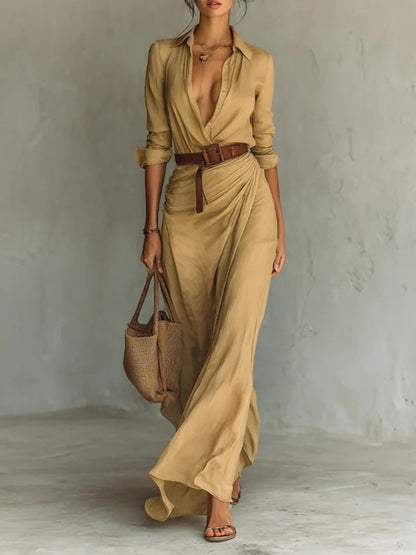 L'Élégante Robe Longue Drapée - Collection Premium