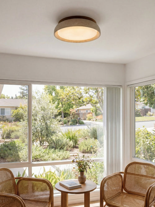 Travira Sculptural Travertine Ceiling Fixture – Soft Ambient Light