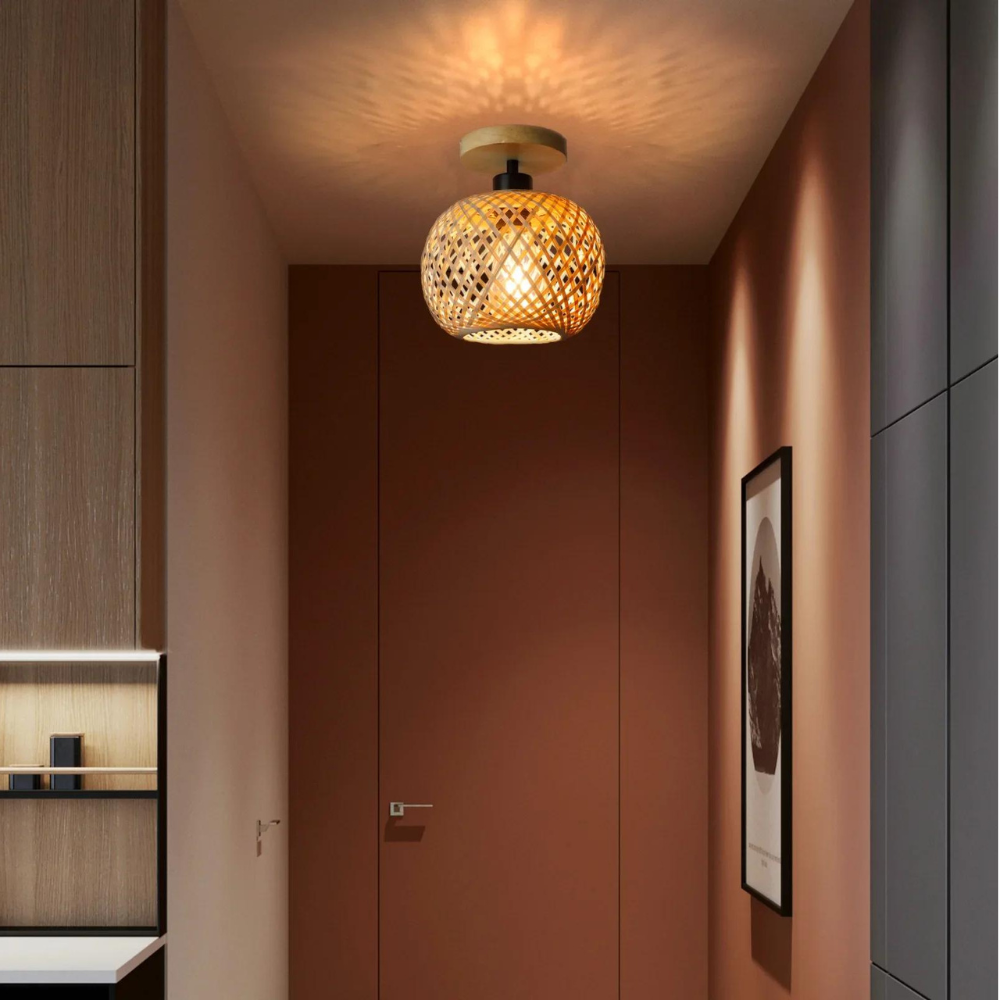 Handmade Bamboo Ceiling Light — Distinctive Grain Pattern, Organic Silhouette