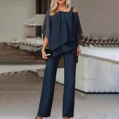 Ensemble Femme Élégant – Haut Fluide & Pantalon Droit
