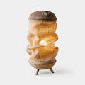 Sculptural Wood Base Table Lamp, Handcrafted Burlac Shade