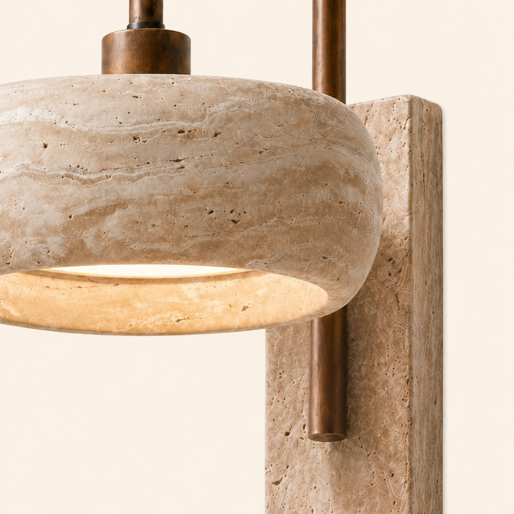 Travira Wabi Sabi Travertine Wall Sconce — Vintage Design, 8x14x10.6 Inch Dimensions